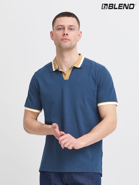 Blend Blue Resort Short Sleeve 100% Cotton Polo Shirt (H20982) | £24