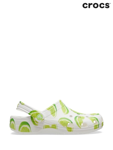 Crocs White Classic Graphic Clogs (H21060) | £55