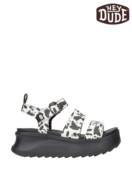 HEYDUDE Delray Buckle Animal Black Sandals (H21067) | £70