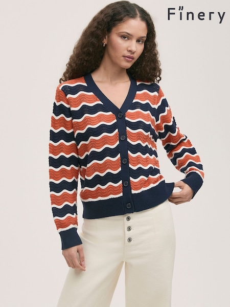 Finery Orange Kate Striped Long Sleeve Cardigan (H21126) | £49