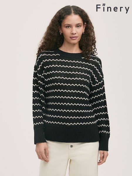 Finery Black Sansa Striped Crew Neck Jumper (H21129) | £49