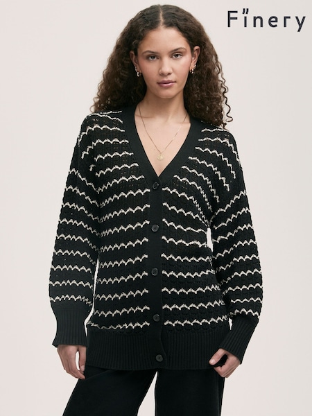 Finery Black Alena Striped Long Sleeve Cardigan (H21132) | £59