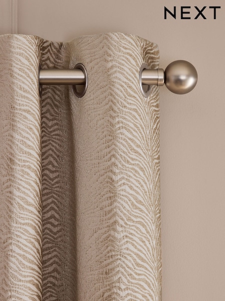 Natural Zebra Chenille Eyelet Lined Curtains (H21181) | £60 - £145