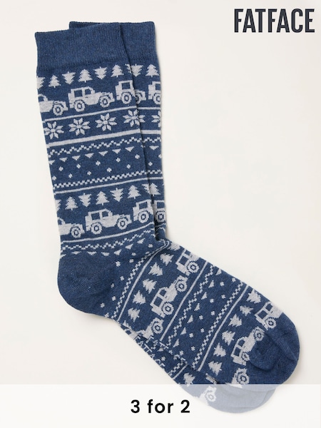 FatFace Navy Fairisle Off Roader Socks (H21185) | £7.50