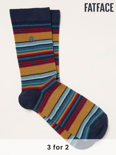 FatFace Teal Blue Striped Socks (H21191) | £7.50