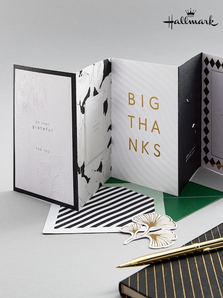 Hallmark Black White Gold Premium Thank You Card - Memento Luxe (H21209) | £7