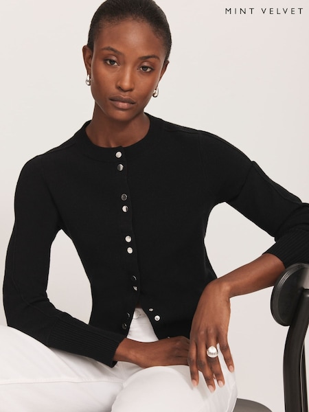 Mint Velvet Black Wool Blend Cardigan (H21267) | £79