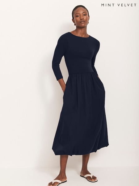 Mint Velvet Blue Bubble Hem Midi Dress (H21274) | £110