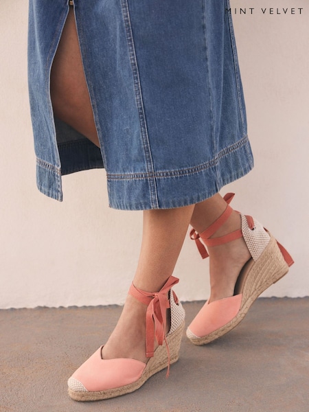 Mint Velvet Pink Espadrille Tie Shoes (H21278) | £110
