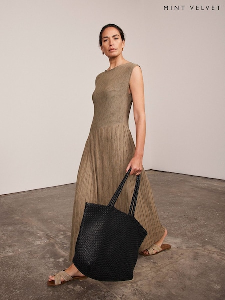 Mint Velvet Brown Jersey Asymmetric Dress (H21291) | £99