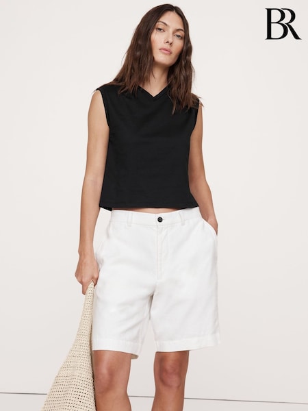 Banana Republic Black Silky Cotton Cropped Tank (H21349) | £25