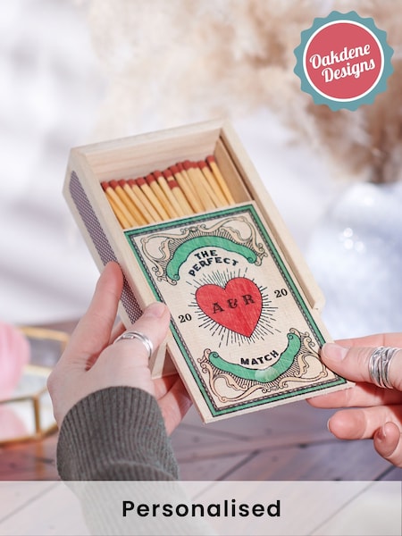 Personalised Couples Wooden Matchbox by Oakdene (H21424) | £24