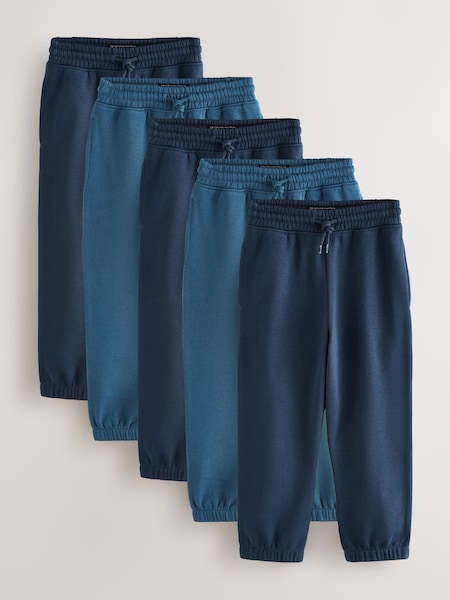 Navy Regular Fit Basic Joggers 5 Pack (3-16yrs) (H21430) | £40 - £65