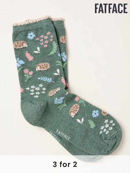 FatFace Green Woodland Hedgehog Socks (H21461) | £7.50