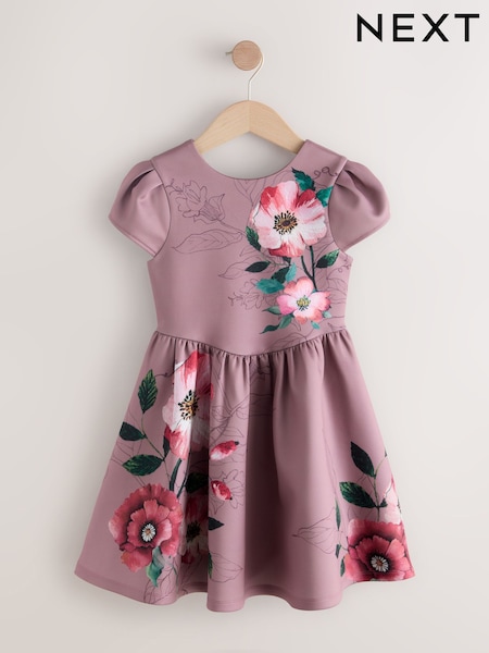 Chocolate Brown Floral Party Dress (3-16yrs) (H21519) | £25 - £31