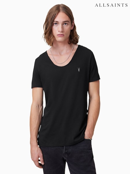 AllSaints Black Tonic Scoop 100% Organic Cotton T-Shirt (H21539) | £35