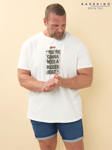 BadRhino Big & Tall White Jaws 100% Cotton T-Shirt (H21577) | £26