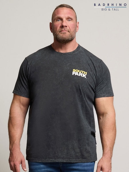 BadRhino Big & Tall Black Acid Wash South Park 100% Cotton T-Shirt (H21580) | £29