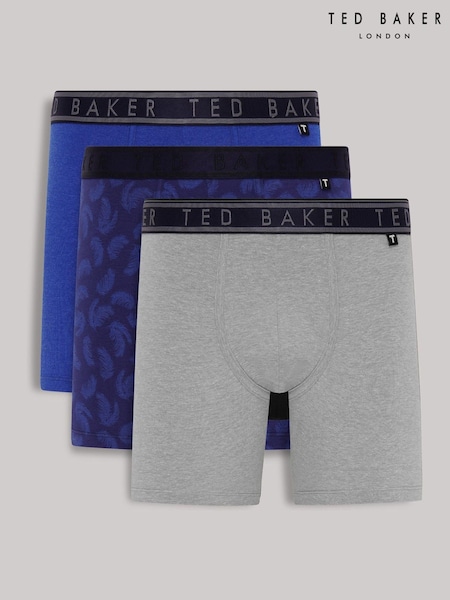 Ted Baker Blue Mazarine Feather Heather Boxer Briefs 3 Pack (H21612) | £39