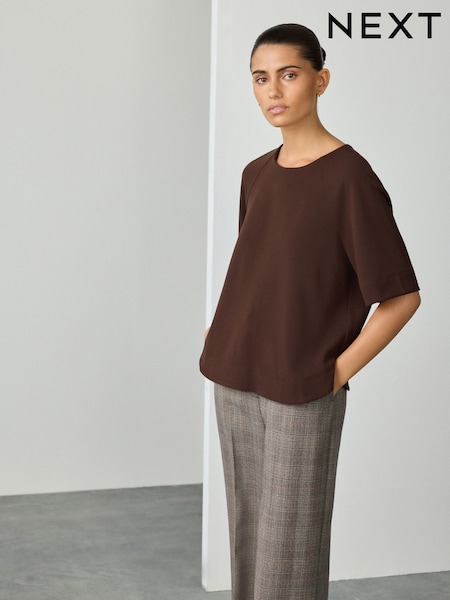 Chocolate Brown Short Sleeve Boxy T-Shirt (H21622) | £25