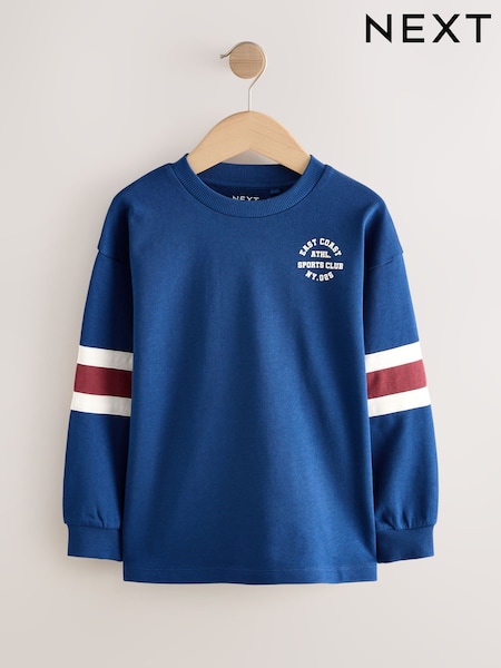 Navy Blue Relaxed Fit Heavyweight Long Sleeve Colourblock T-Shirt (3-16yrs) (H21730) | £9 - £12