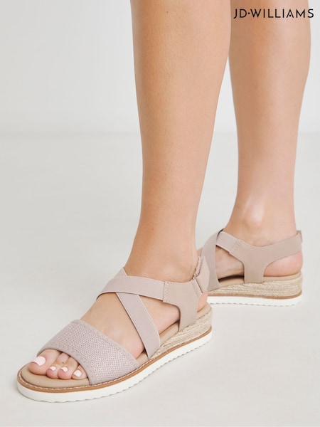 JD Williams Pink Extra Wide Fit Two Part Wedge Sandals (H21745) | £36