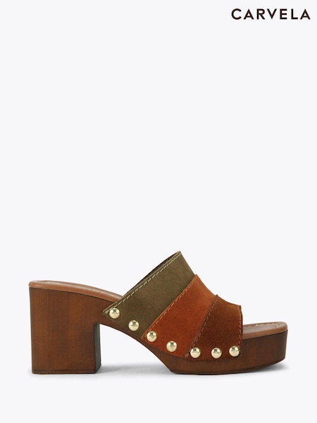 Carvela Comfort Brown/Green Settanta Mule Sandals (H21755) | £149