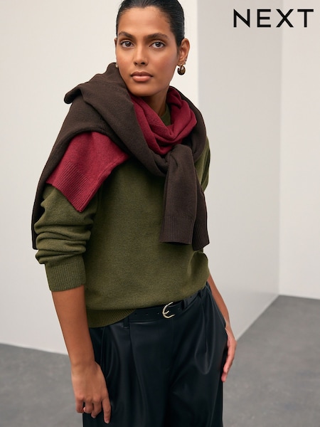 Khaki Green Supersoft Crew Neck Long Sleeve Jumper (H21780) | £22