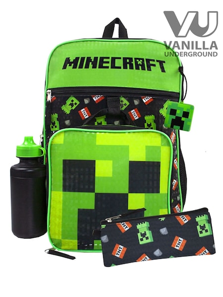 Vanilla Underground Black Boys Minecraft Backpack Set 5 Piece (H21828) | £33