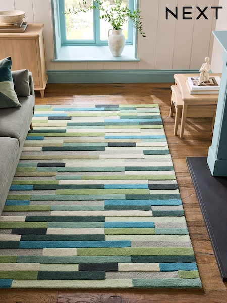 Green Rio Broken Stripes Rug (H21848) | £95 - £265