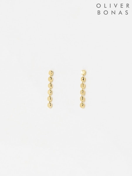 Oliver Bonas Gold Tone Demi Disc Detail Single Drop Earrings (H21854) | £26