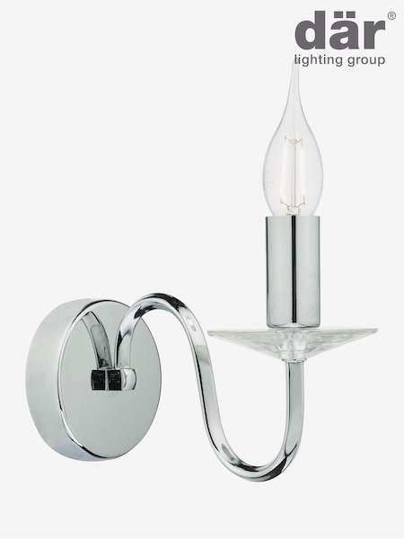 Dar Lighting Polished Chrome Crystal Pique Wall Light (H21939) | £35