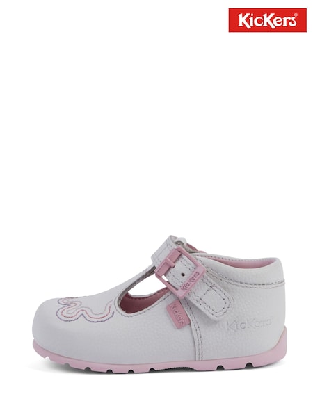 Kickers White Kick T-Bar Baby Wave Shoes (H21944) | £35