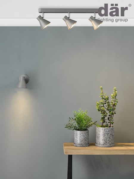 Dar Lighting Matt Grey Polished Chrome Diza 3 Light Bar Spotlight (H21947) | £35