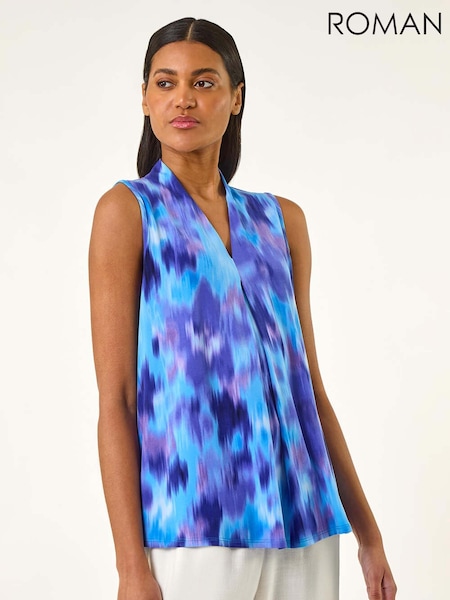 Roman Purple Smudge Print Pleat Front Vest (H21954) | £32