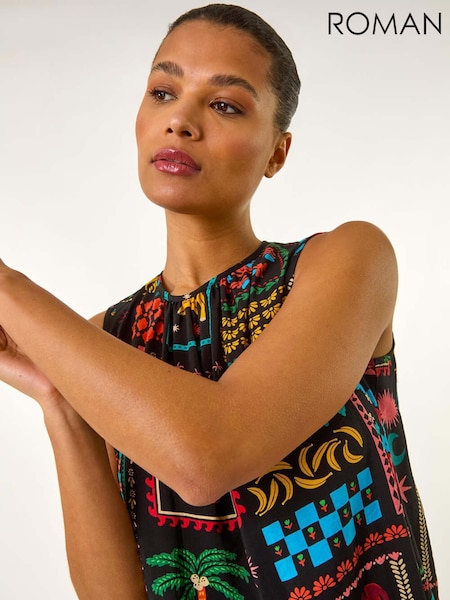 Roman Black Holiday Print Blouses (H21978) | £19.50