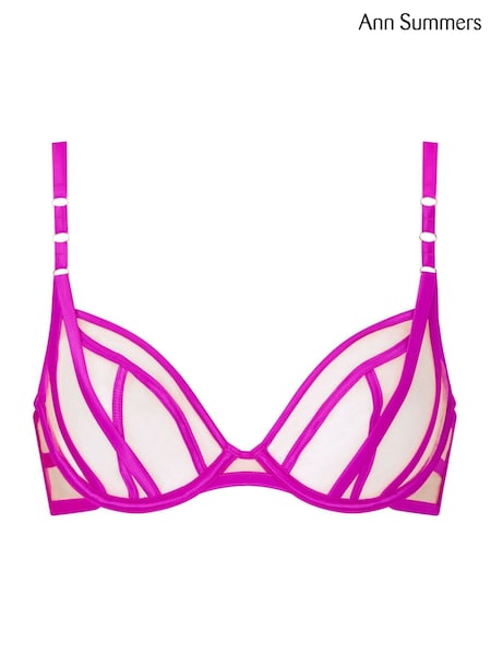 Ann Summers Purple Sheer Desire  Illusion Mesh Non Pad Plunge Bra (H22013) | £32