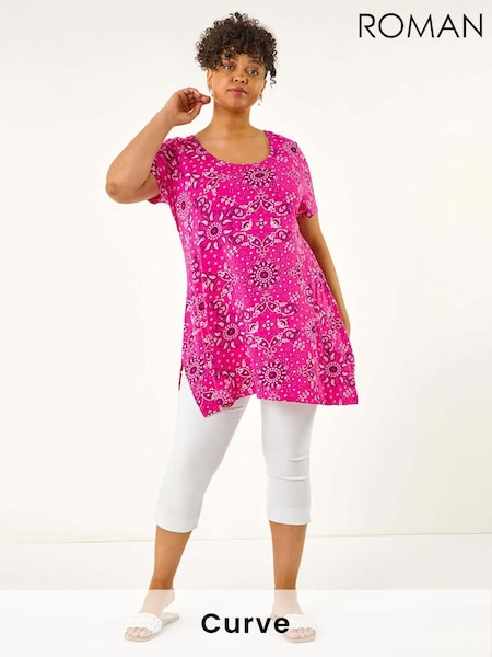 Roman Pink Curve Paisley Print Bar Back T-Shirt (H22043) | £32