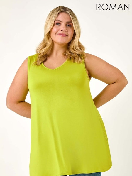 Roman Light Green Curve Swing V-Neck Vest Top (H22063) | £32