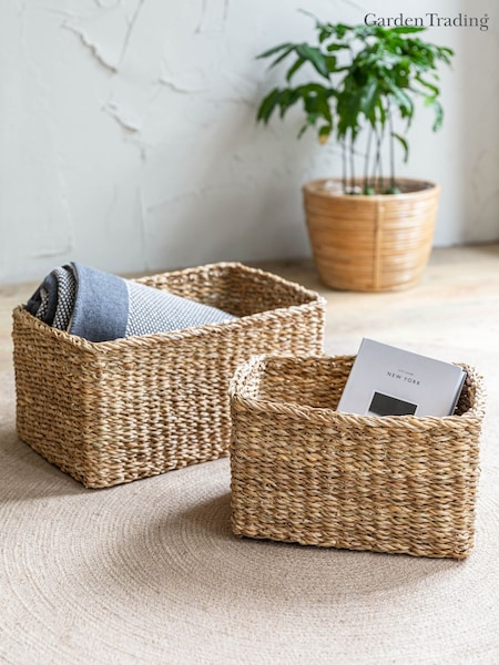 Garden Trading Set of 2 Natural Brading Rectangle Baskets (H22084) | £55