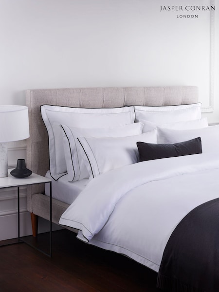 Jasper Conran London White Charcoal 800 Thread Count 100% Cotton Duvet Cover (H22139) | £200 - £270