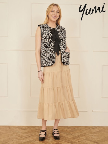 Yumi Natural Midi Boho Skirt (H22211) | £50
