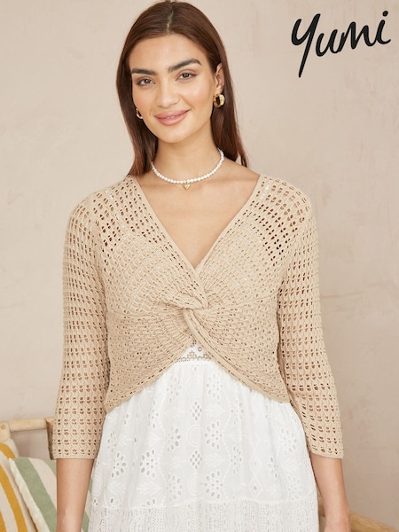 Yumi Cream 100% Cotton Crochet Knitted Top (H22213) | £43