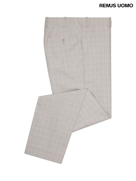Remus Uomo Natural Slim Leg Checked Stretch Formal Trousers (H22258) | £80