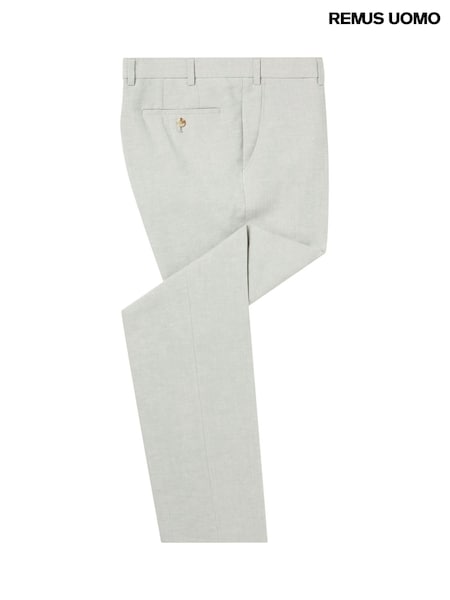 Remus Uomo Green Tapered Fit Linen-Blend Smart Trousers (H22260) | £90