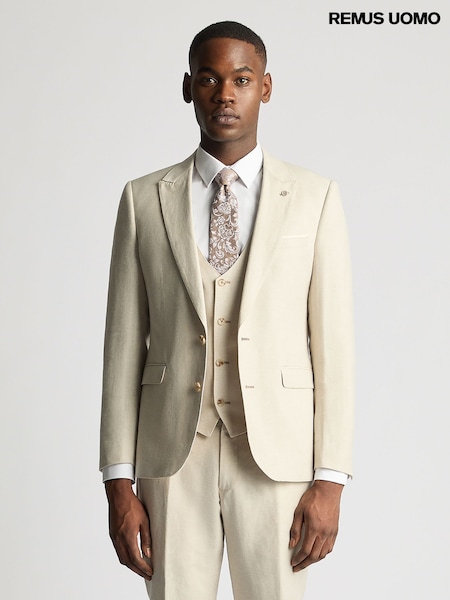 Remus Uomo Natural Slim Fit Linen-Blend Suit Jacket (H22268) | £179