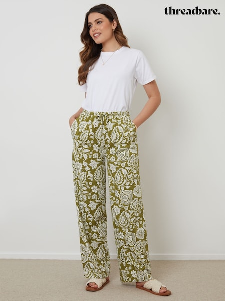 Threadbare Green Jersey Wide Leg Trousers (H22299) | £27