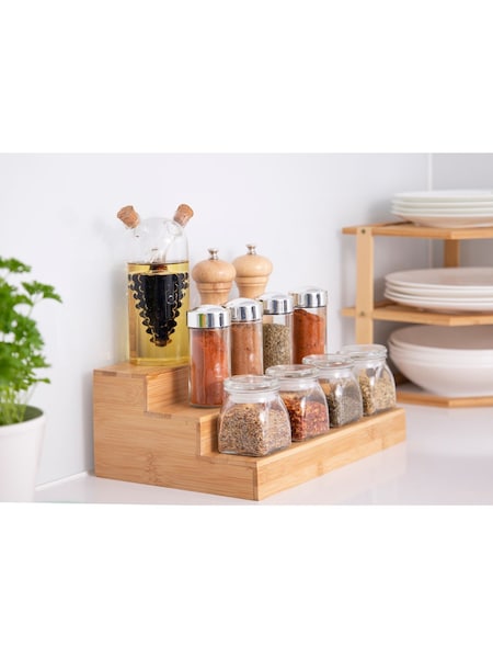 COPCO Brown Tiered Wooden Spice Rack/Cupboard Organiser (H22317) | £29