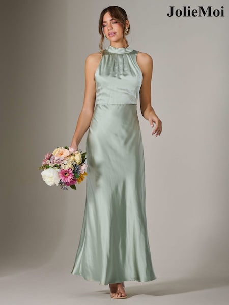 Jolie Moi Green Halter Neck Maxi Dress (H22333) | £78