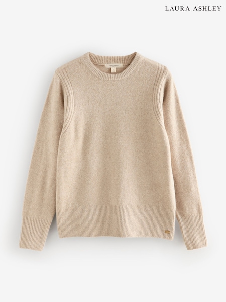 Laura Ashley Oatmeal Crew Neck Jumper With A Touch Of Wool (H22356) | £35
